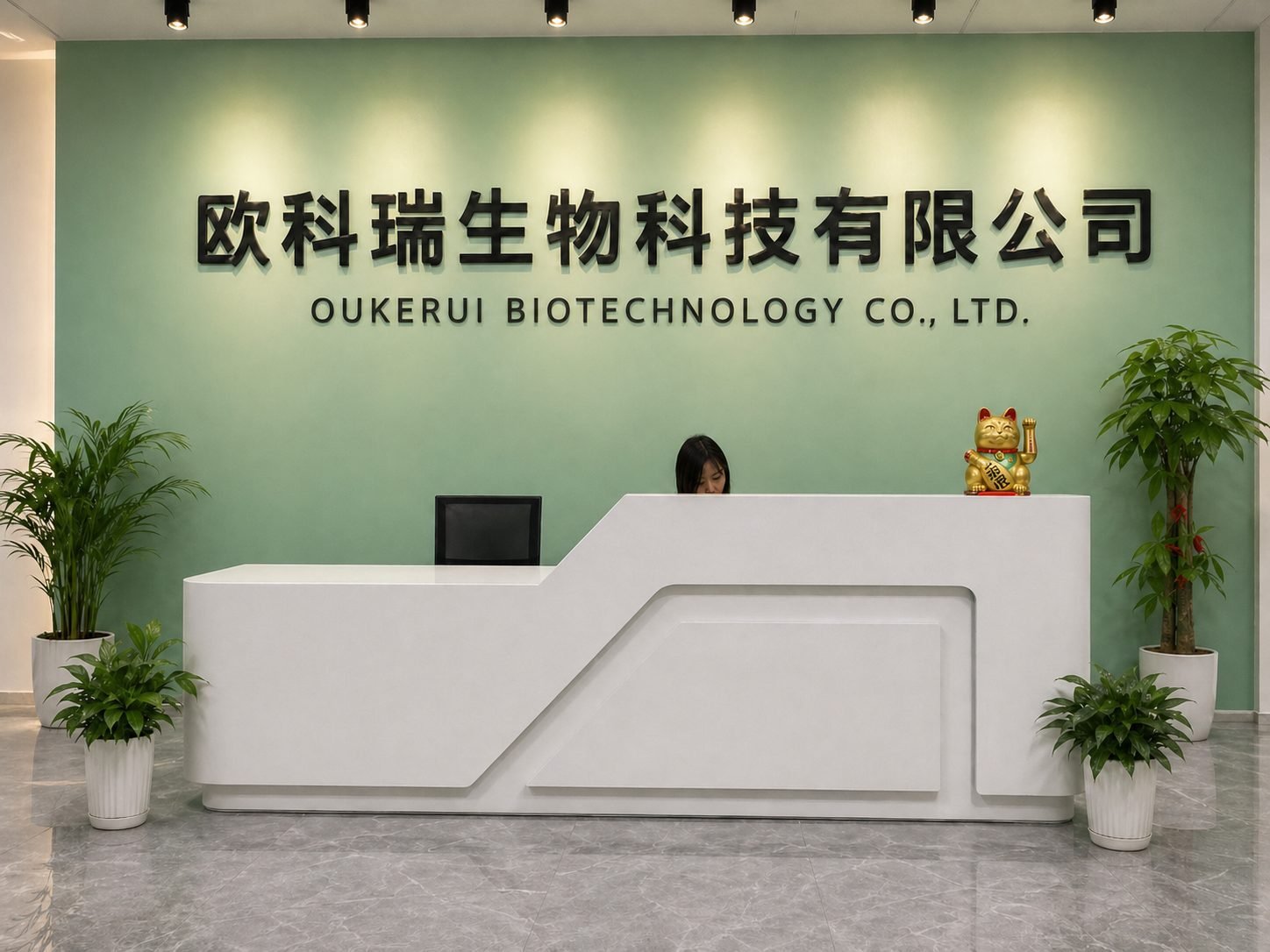 Oukerui Biotechnology reception desk, Dongguan